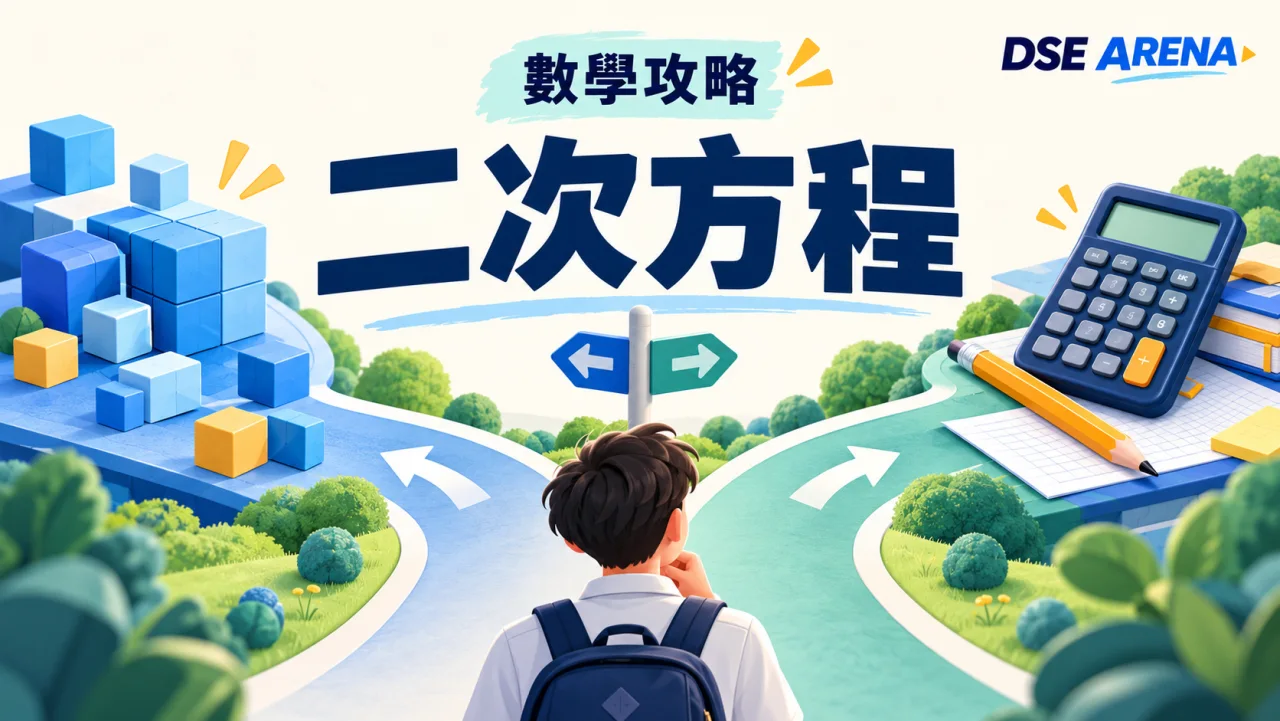 因式分解與公式兩條解題路線的彩色插畫