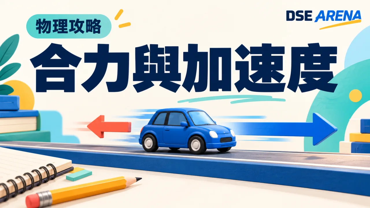 藍色小車受一長一短、方向相反的水平箭頭作用